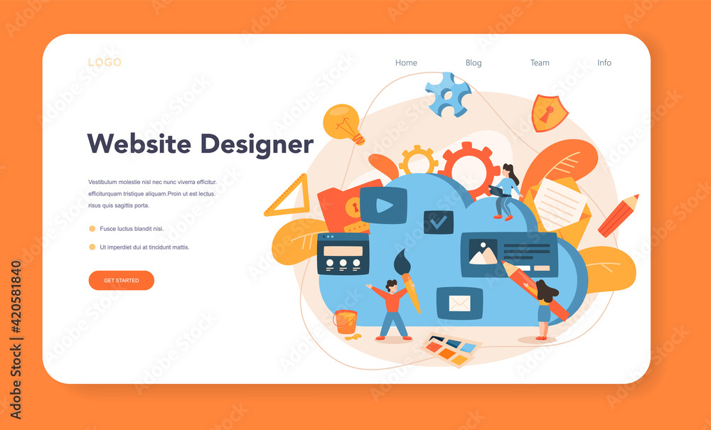 Poster web design web banner or landing page. presenting content on web pages.