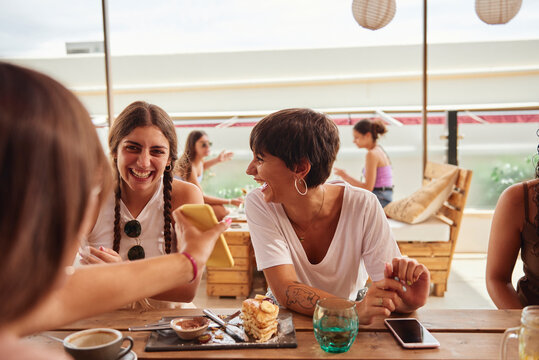 Having fun in a cafe