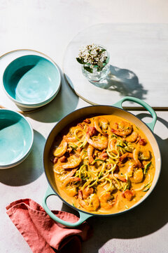 Zucchini Noodles with Spicy Shrimp Sauce