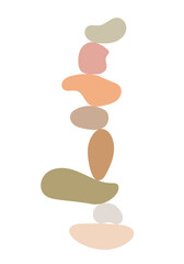 Zen stones simple abstract vector illustration in flat style, relax, meditation and yoga concept, boho colors stone pyramid for making banners, posters, cards, prints, wall art