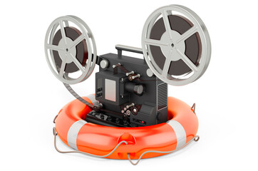 Naklejka premium Repair and service of film projector, 3D rendering