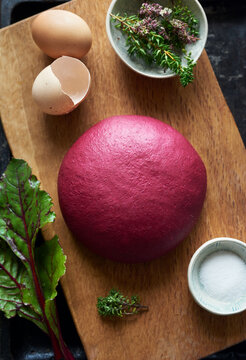 Fresh pasta dough with beetroot