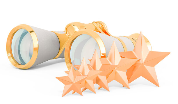 Customer rating of theater binoculars. 3D rendering