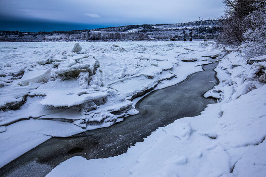 Frozen Creek on the Nechako River Ice Jam
