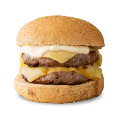Double cheese burger isolated over white background
