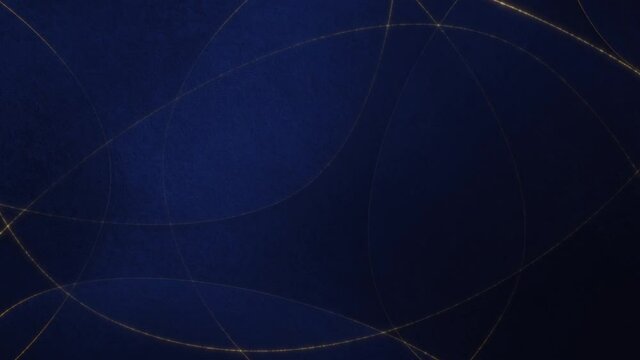 Abstract blue gold horizontal paper texture loop background template with copy space. 3D animation concept of vintage stained aged acrylic color texture geometry and retro style decoration pattern.