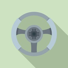 Unmanned car steering wheel icon, flat style
