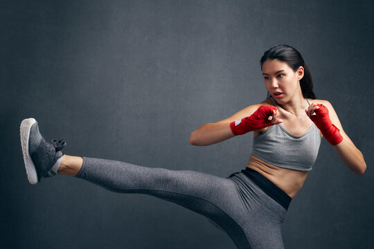 Female Kickboxer Training