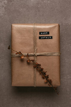 Rustic Christmas present overhead
