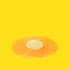 Sunny side up inverse egg concept. Illuminating yellow background