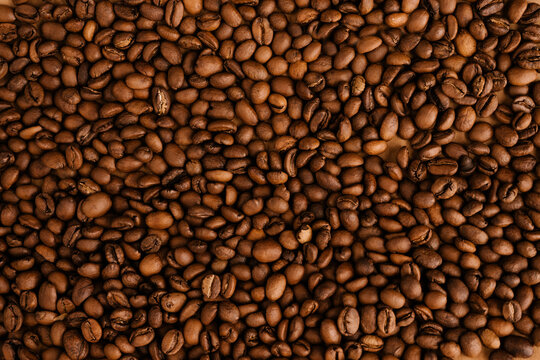 Heap of roasted coffee beans