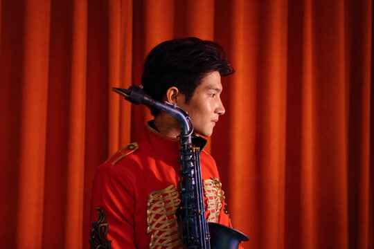 Saxophone player in the room