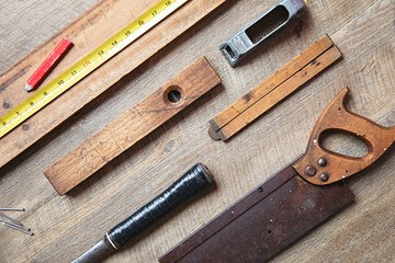 Tools flat lay close up