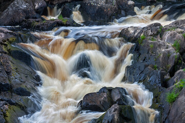 Fast stream on a mountain river (Karelia, Russia)