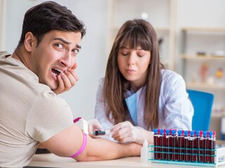 Patient during blood test sampling procedure taken for analysis