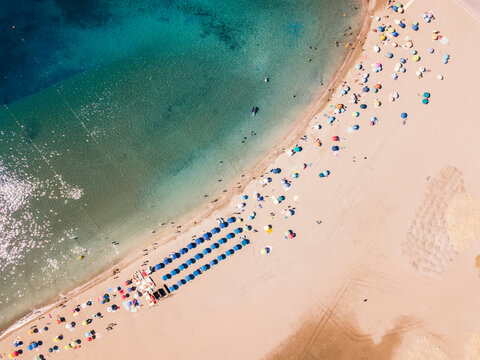 Areal view of Bosa beach, Sardinia
