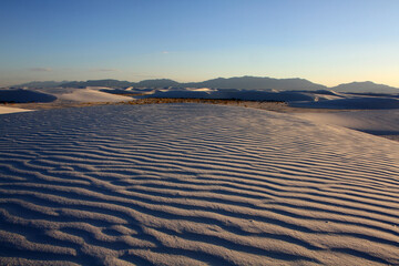 White Sands National Park located in the state of New Mexico. The park covers 145,762 acres in the Tularosa Basin. This gypsum dunefield is the largest of its kind on Earth.