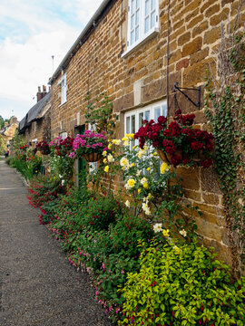 Pretty row of terraced cottages in rural England
