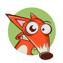 funny cartoon illustration of a a fox in a badge