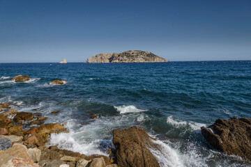 Fototapeta na wymiar Paisaje de l?Estartit con las Illes Medes al fondo , Costa Brava , Cataluña, España 