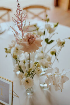 Flowers On Wedding Tables For Guests Boho Rustic Style