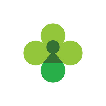 Clover leaf and key hole logo icon design, security design concept, multiply color style - Vector