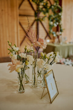 Flowers On Wedding Tables For Guests Boho Rustic Style