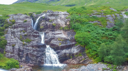 Rocky Waterfall In Scotland