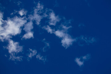 Fototapeta na wymiar white clouds against a blue March sky, sunny day