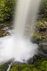 Fototapeta premium Water flowing from Mingus Mill, Great Smoky Mountains, National Park, North Carolina.