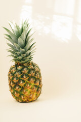 Pineapple, a Ripe, Fresh Fruit Food, Whole, Isolated on White summer sun light with shadow ,  side view - 420595294