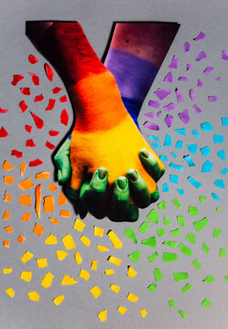 LGBT rainbow hands collage