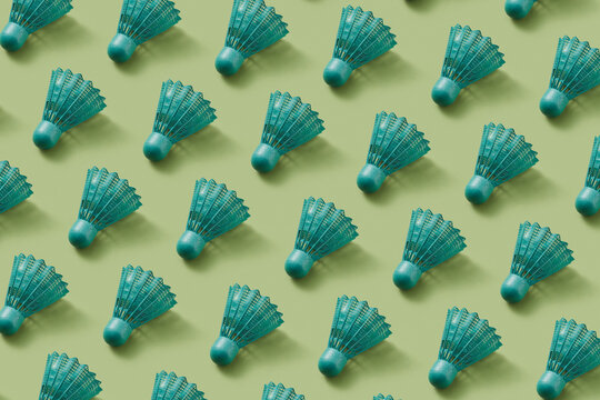 Sport pattern from plastic badminton shuttlecocks.