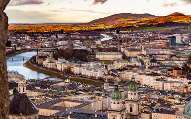 Salzburg, Austria on an overcast fall day