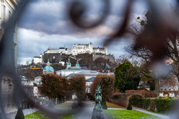 Salzburg, Austria on an overcast fall day