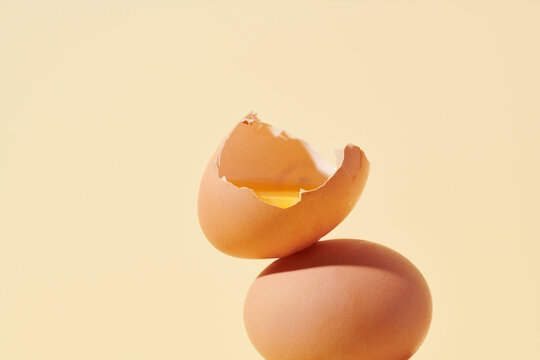 Stacked Up Eggs with Broken Shell