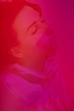 Dreamy girl in red light