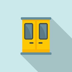 Metro train door icon, flat style