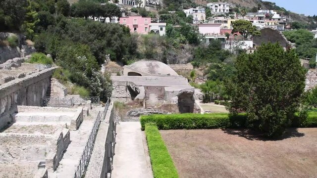 Villa dell'ambulatio and thermae in the Archaeological Complex of ancient Roman baths of Baia. Campi Flegrei regional park, Bacoli, Naples, Campania, Italy
