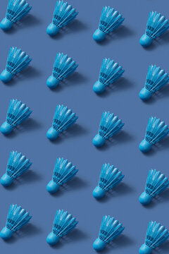 Sport pattern from blue plastic shuttlecocks.