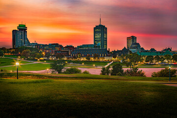 Naklejka premium Quebec City at sunset