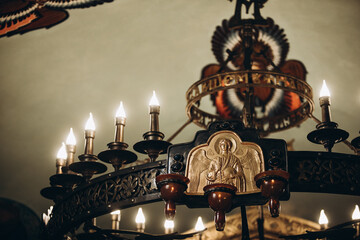 the icon lamp in the church hangs near the icon