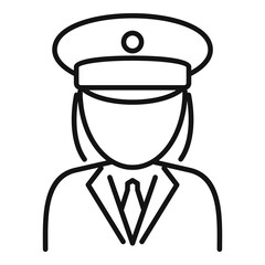 Woman electric train driver icon, outline style