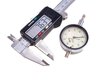 Measuring tools used for workshop measurements. Metal accessories for checking the gaps in the locksmith's workshop.