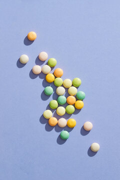 candy on color background
