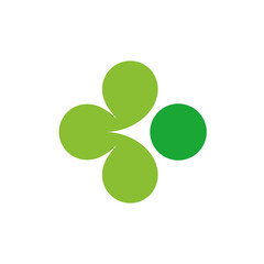 Abstract clover leaf logo design, green shamrock vector icon