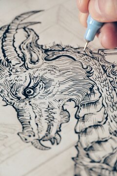 Dragon ink drawing