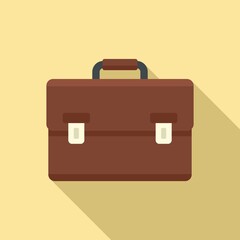 Tax inspector briefcase icon, flat style