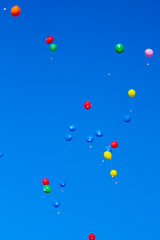 青空　バルーンセレモニー　風船飛ばし　空　雲　背景素材