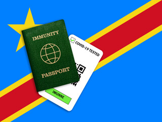 Immunity passport and test result for COVID-19 on flag of Congo